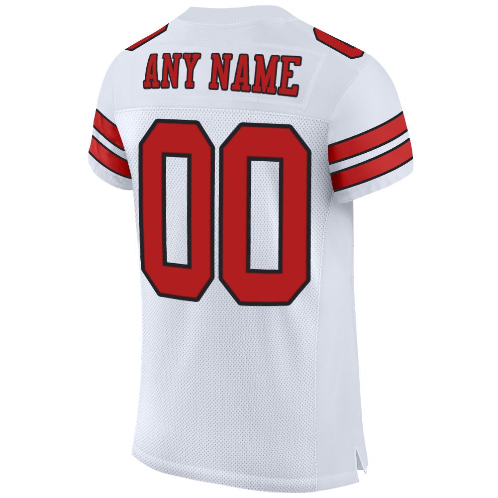 Custom White Scarlet-Black Mesh Authentic Football Jersey view 3