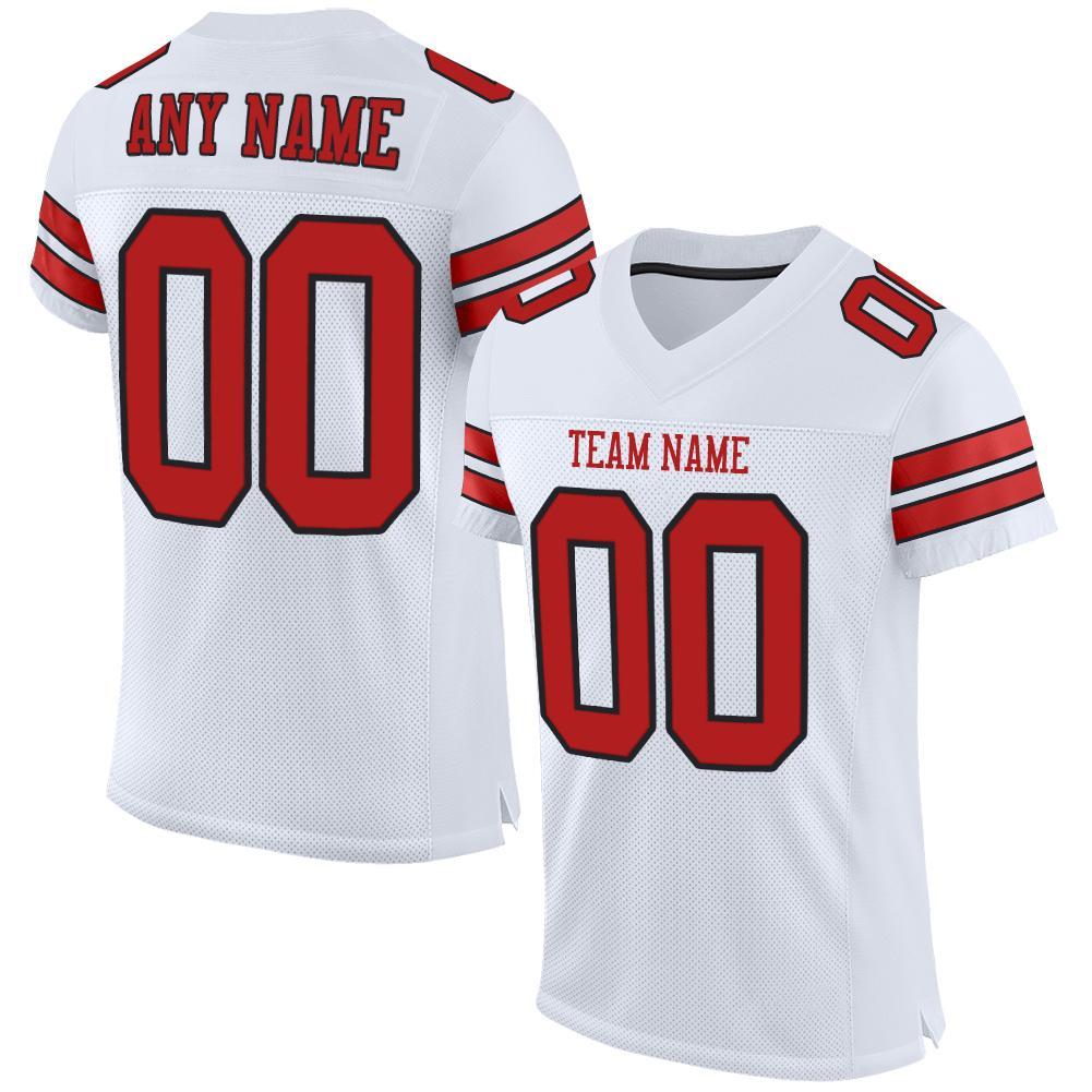 Custom White Scarlet-Black Mesh Authentic Football Jersey - Main View