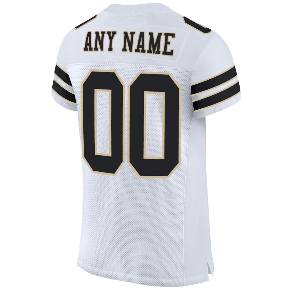 Custom White Black-Vegas Gold Mesh Authentic Football Jersey view 3