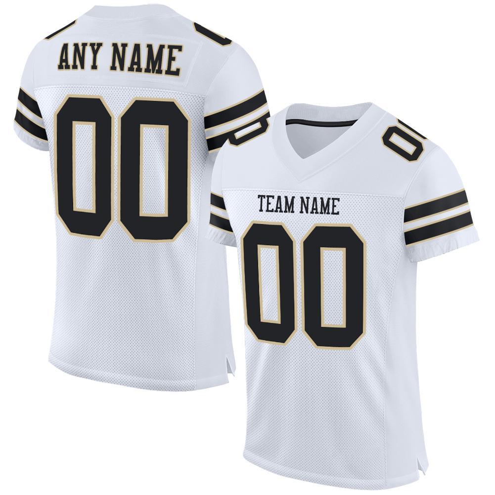Custom White Black-Vegas Gold Mesh Authentic Football Jersey - Main View