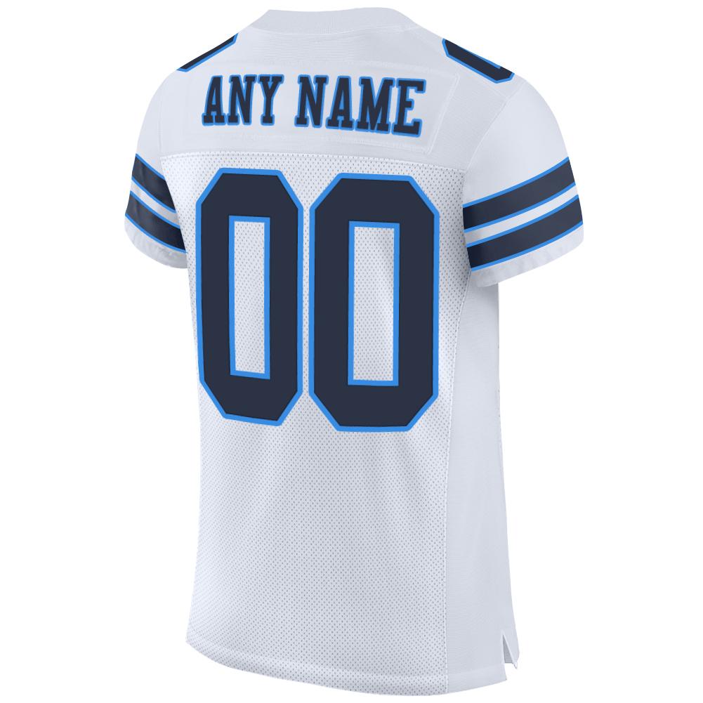 Custom White Navy-Powder Blue Mesh Authentic Football Jersey view 3