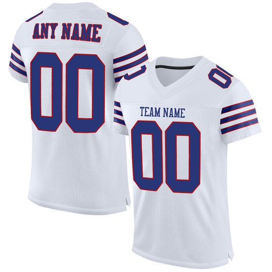 Custom White Royal-Red Mesh Authentic Football Jersey - Main View
