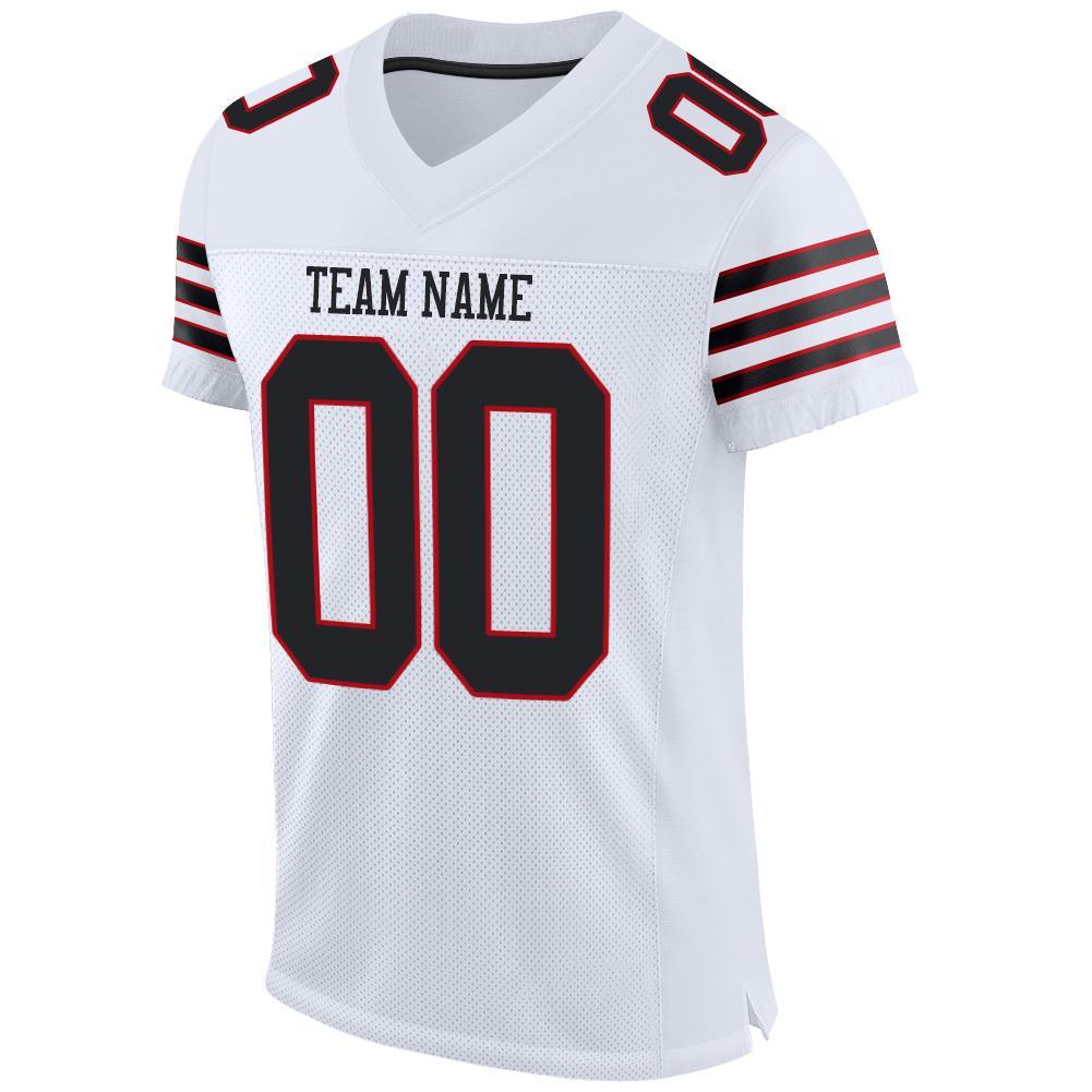 Custom White Black-Red Mesh Authentic Football Jersey view 2