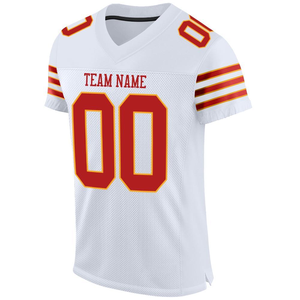 Custom White Scarlet-Gold Mesh Authentic Football Jersey view 2