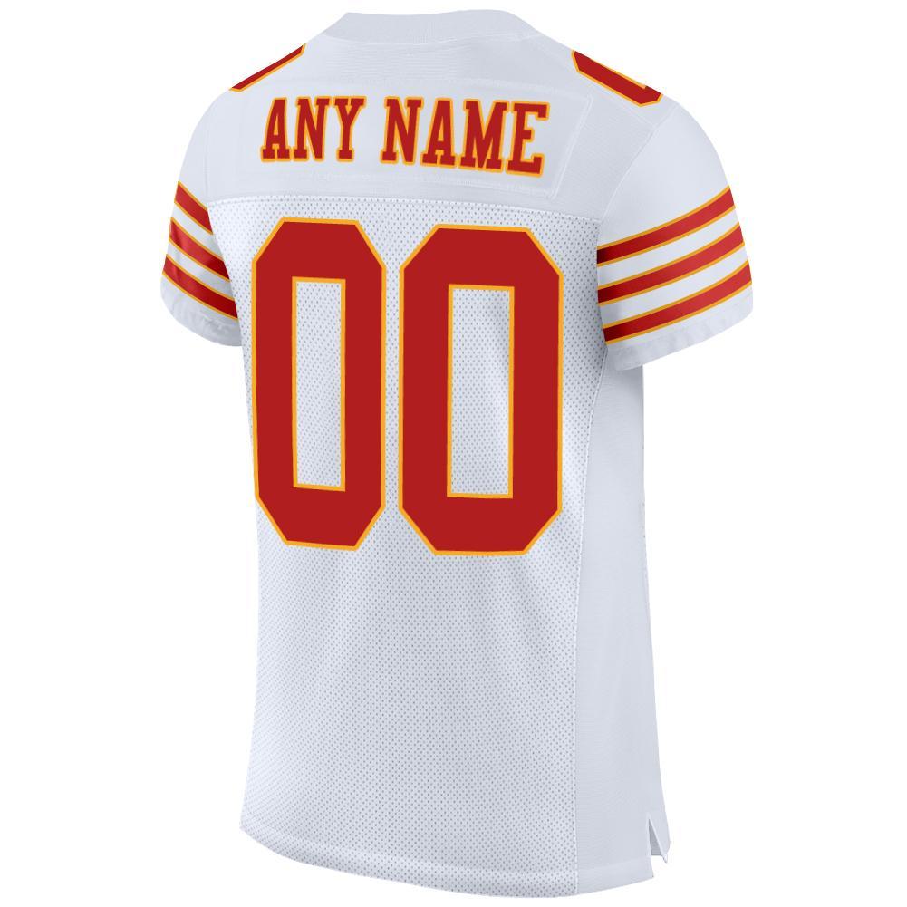 Custom White Scarlet-Gold Mesh Authentic Football Jersey view 3