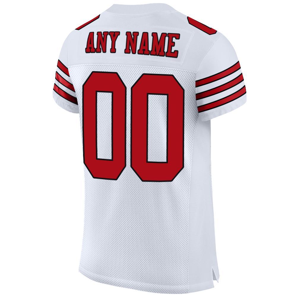 Custom White Red-Black Mesh Authentic Football Jersey view 4