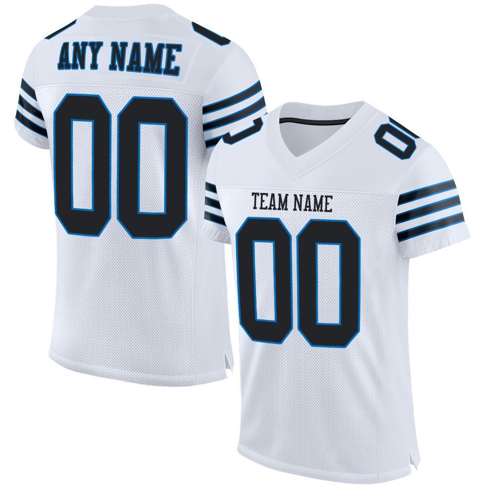 Custom White Black-Panther Blue Mesh Authentic Football Jersey - Main View