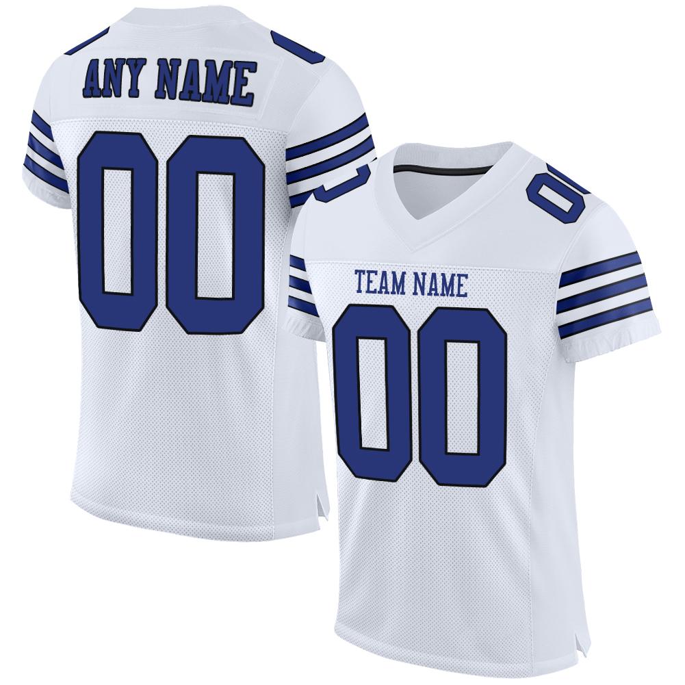 Custom White Royal-Black Mesh Authentic Football Jersey - Main View