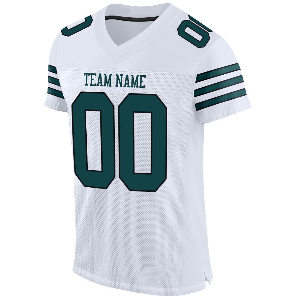 Custom White Midnight Green-Black Mesh Authentic Football Jersey view 2
