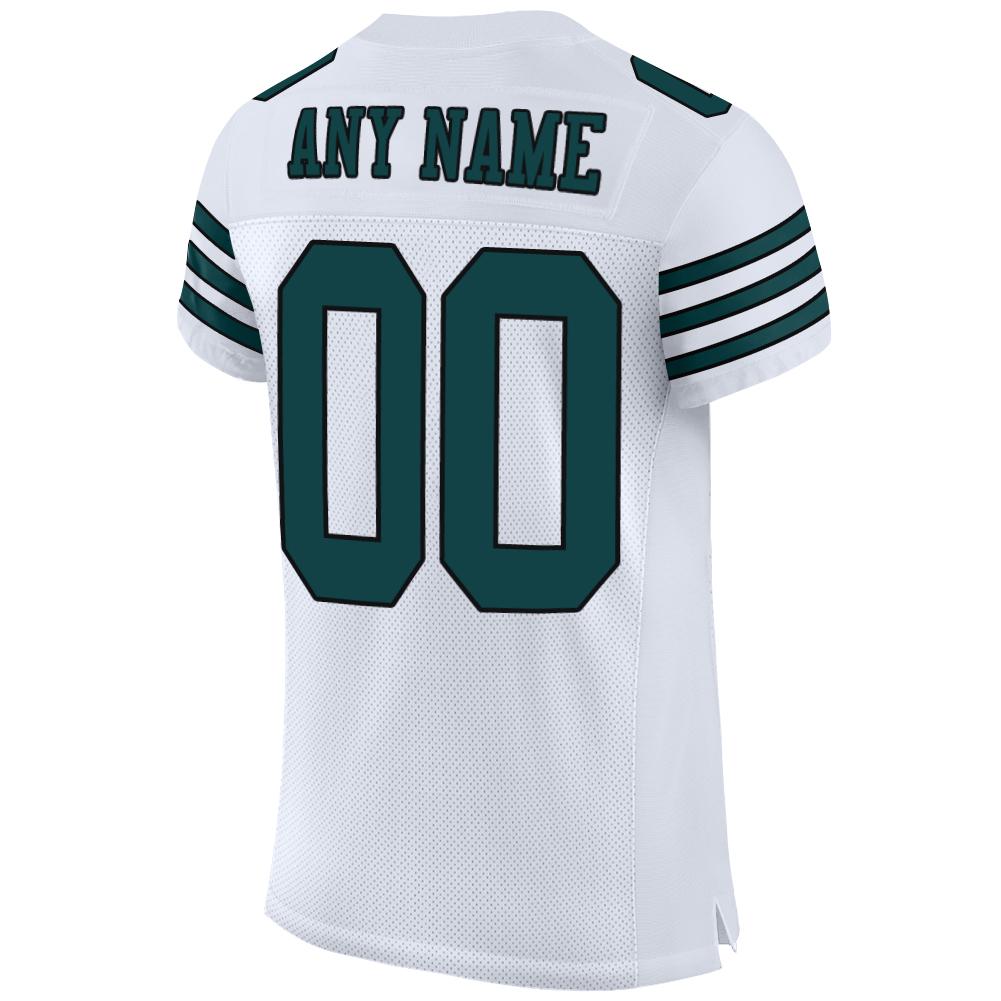 Custom White Midnight Green-Black Mesh Authentic Football Jersey view 3