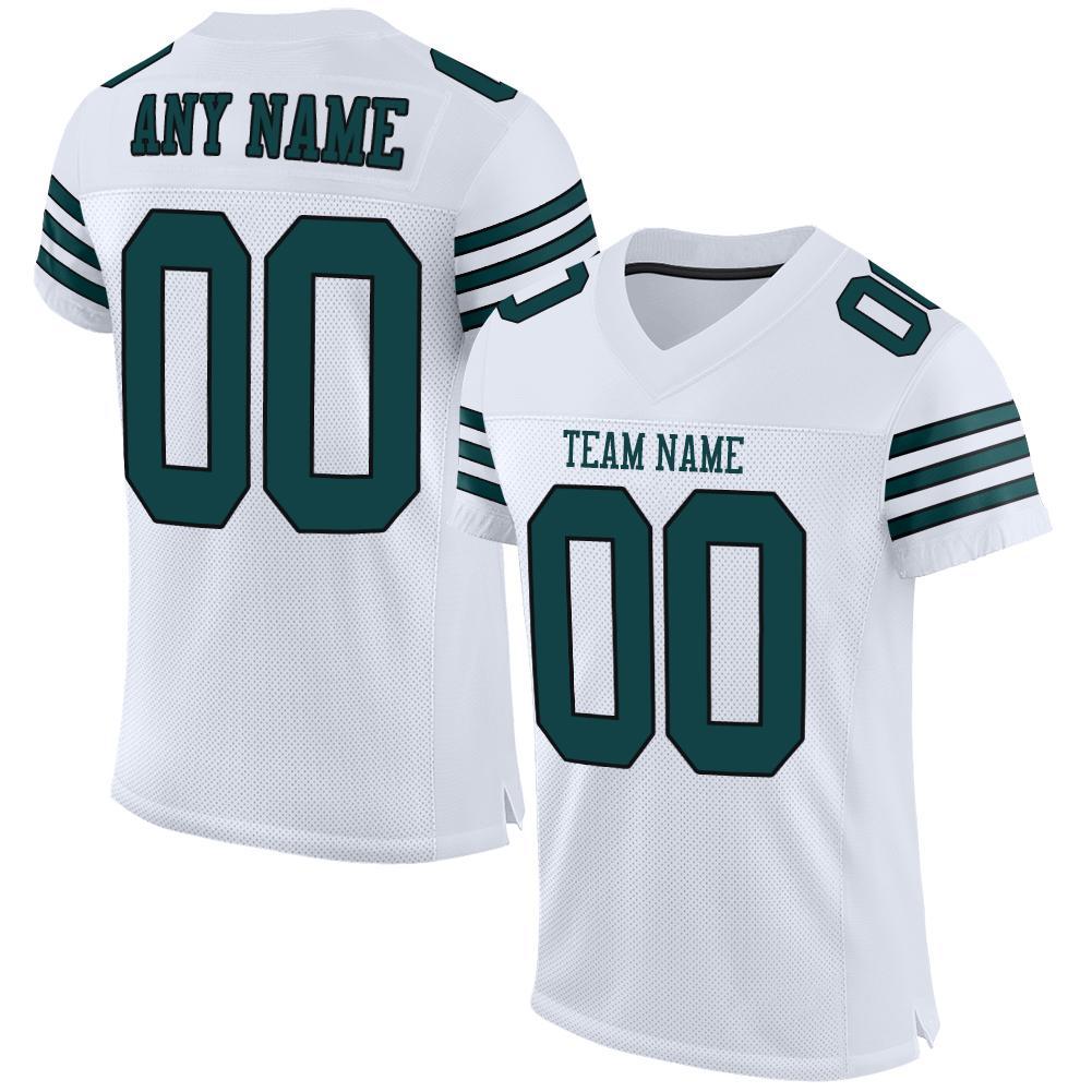 Custom White Midnight Green-Black Mesh Authentic Football Jersey - Main View