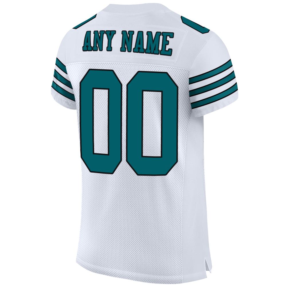 Custom White Teal-Black Mesh Authentic Football Jersey view 3