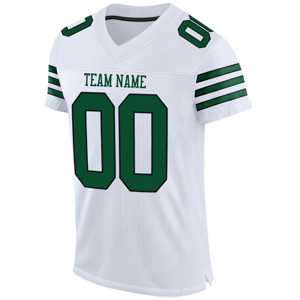 Custom White Grass Green-Black Mesh Authentic Football Jersey view 3