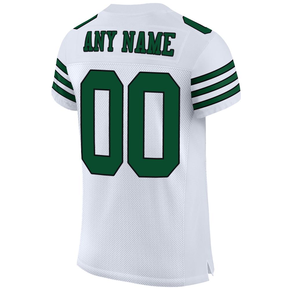 Custom White Grass Green-Black Mesh Authentic Football Jersey view 4