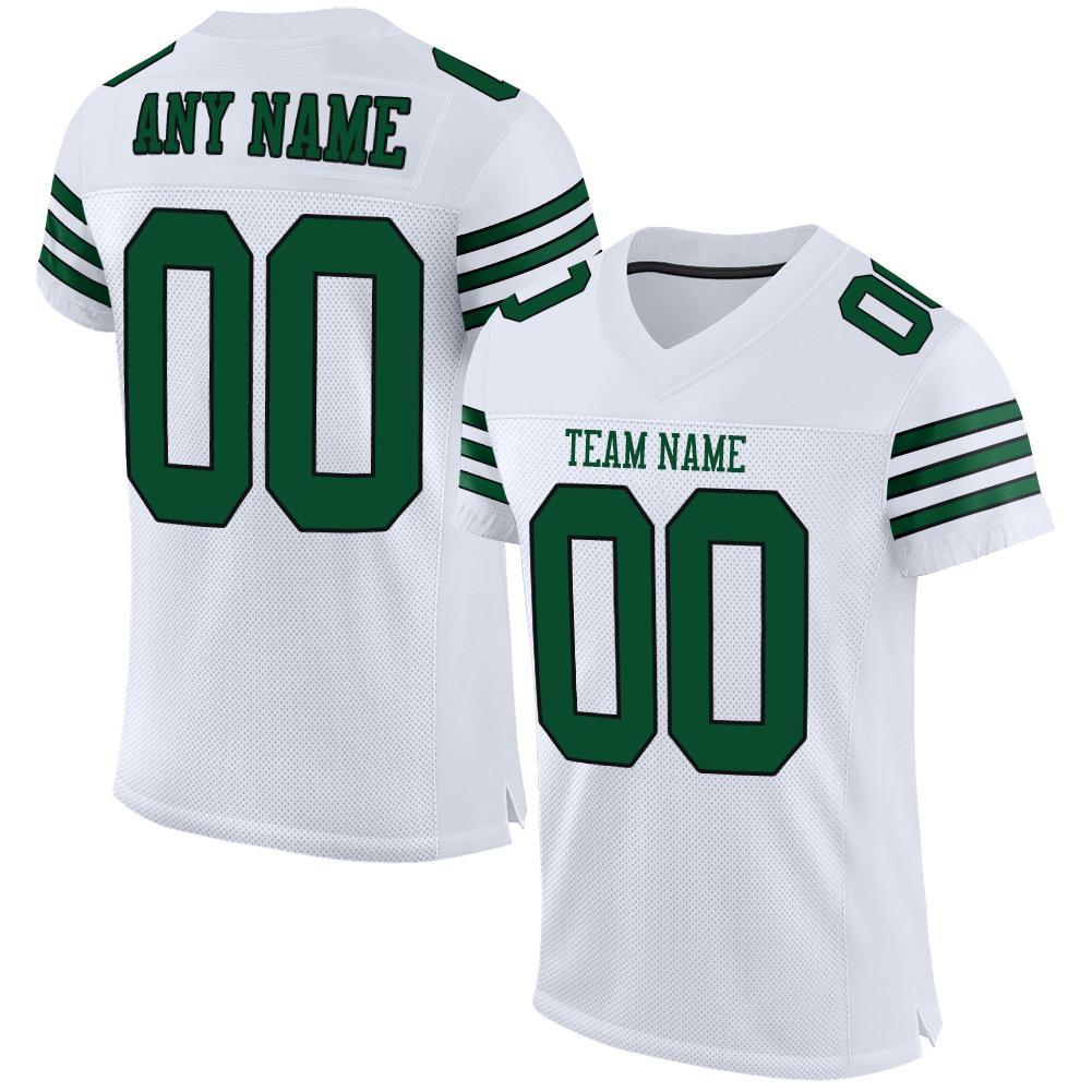 Custom White Grass Green-Black Mesh Authentic Football Jersey - Main View
