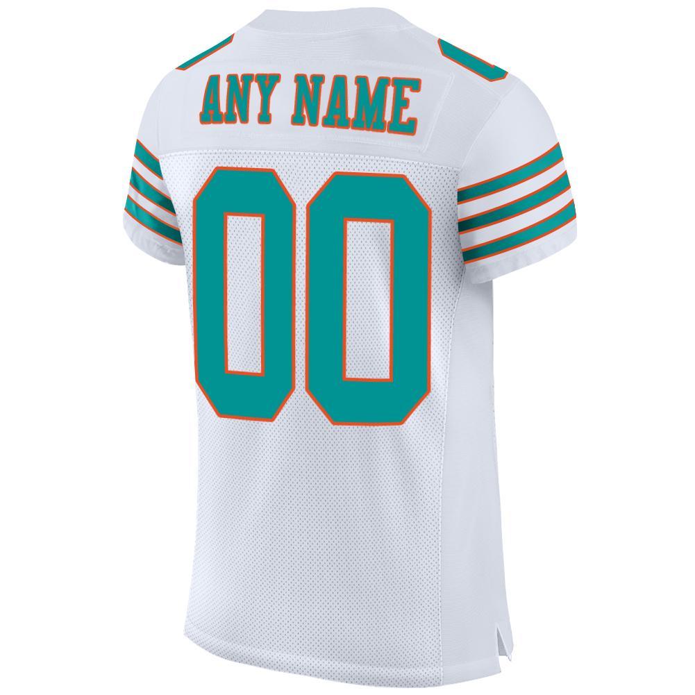 Custom White Aqua-Orange Mesh Authentic Football Jersey view 3