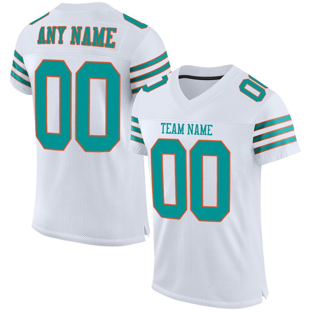 Custom White Aqua-Orange Mesh Authentic Football Jersey - Main View