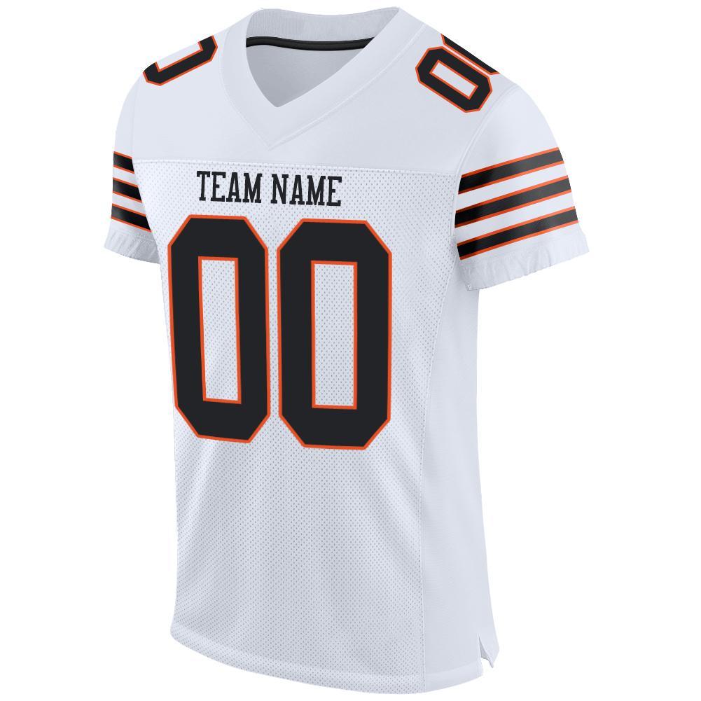 Custom White Black-Orange Mesh Authentic Football Jersey view 2