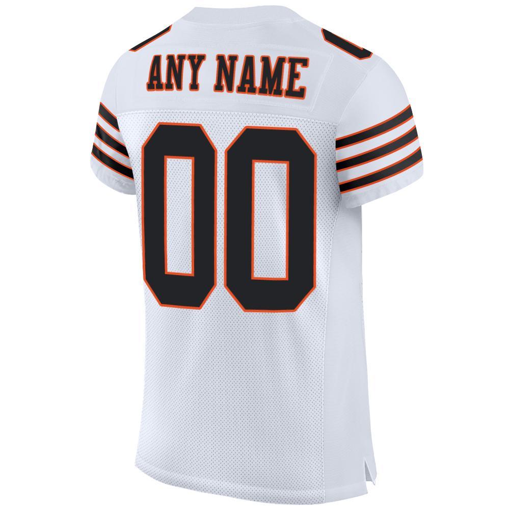 Custom White Black-Orange Mesh Authentic Football Jersey view 3