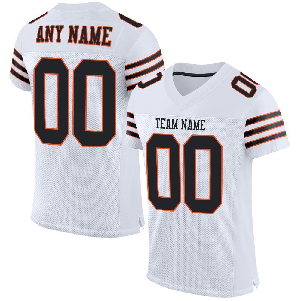 Custom White Black-Orange Mesh Authentic Football Jersey - Main View
