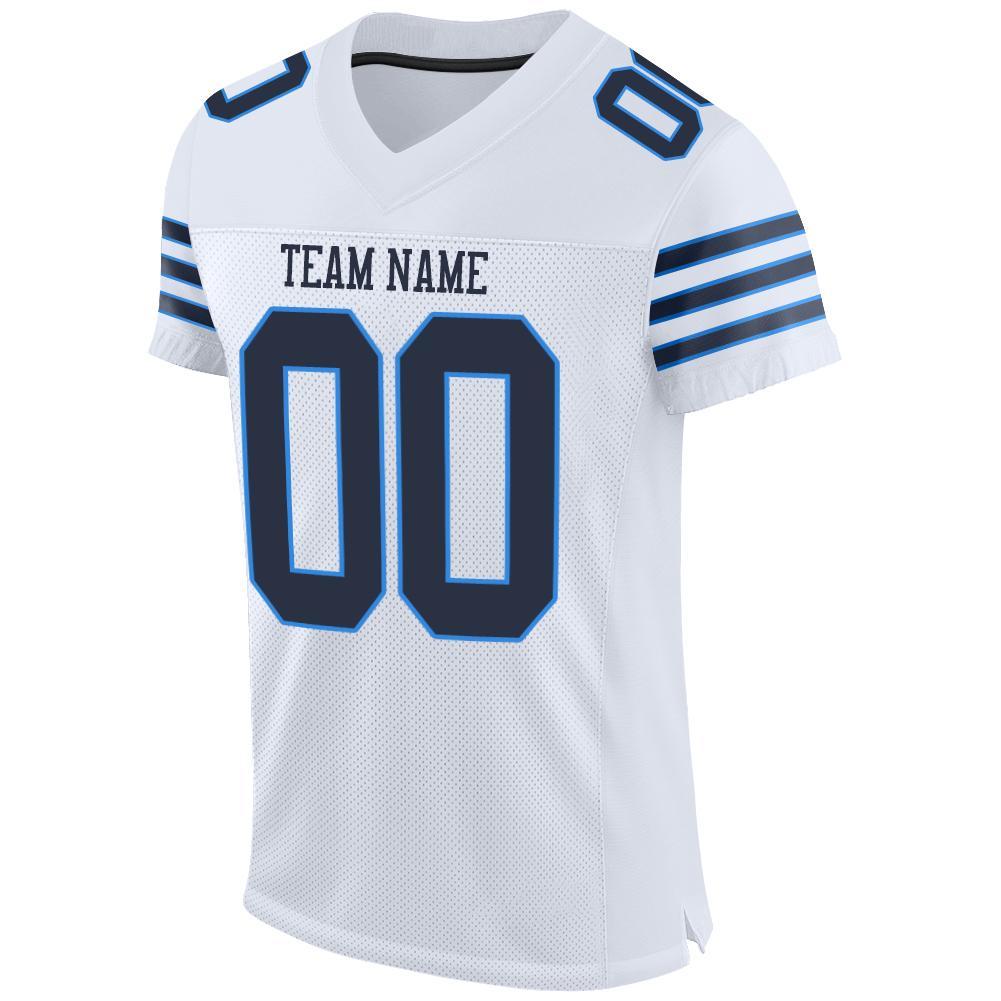 Custom White Navy-Powder Blue Mesh Authentic Football Jersey view 2
