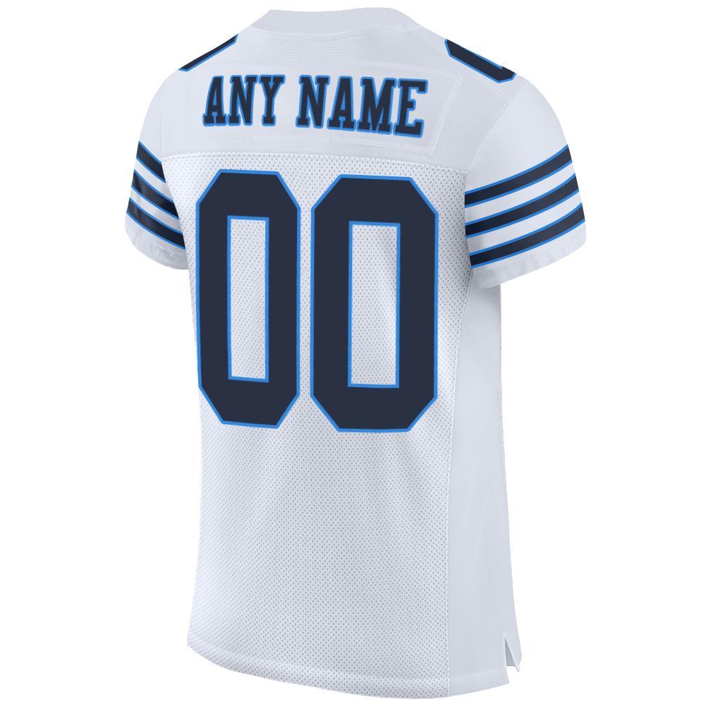 Custom White Navy-Powder Blue Mesh Authentic Football Jersey view 3
