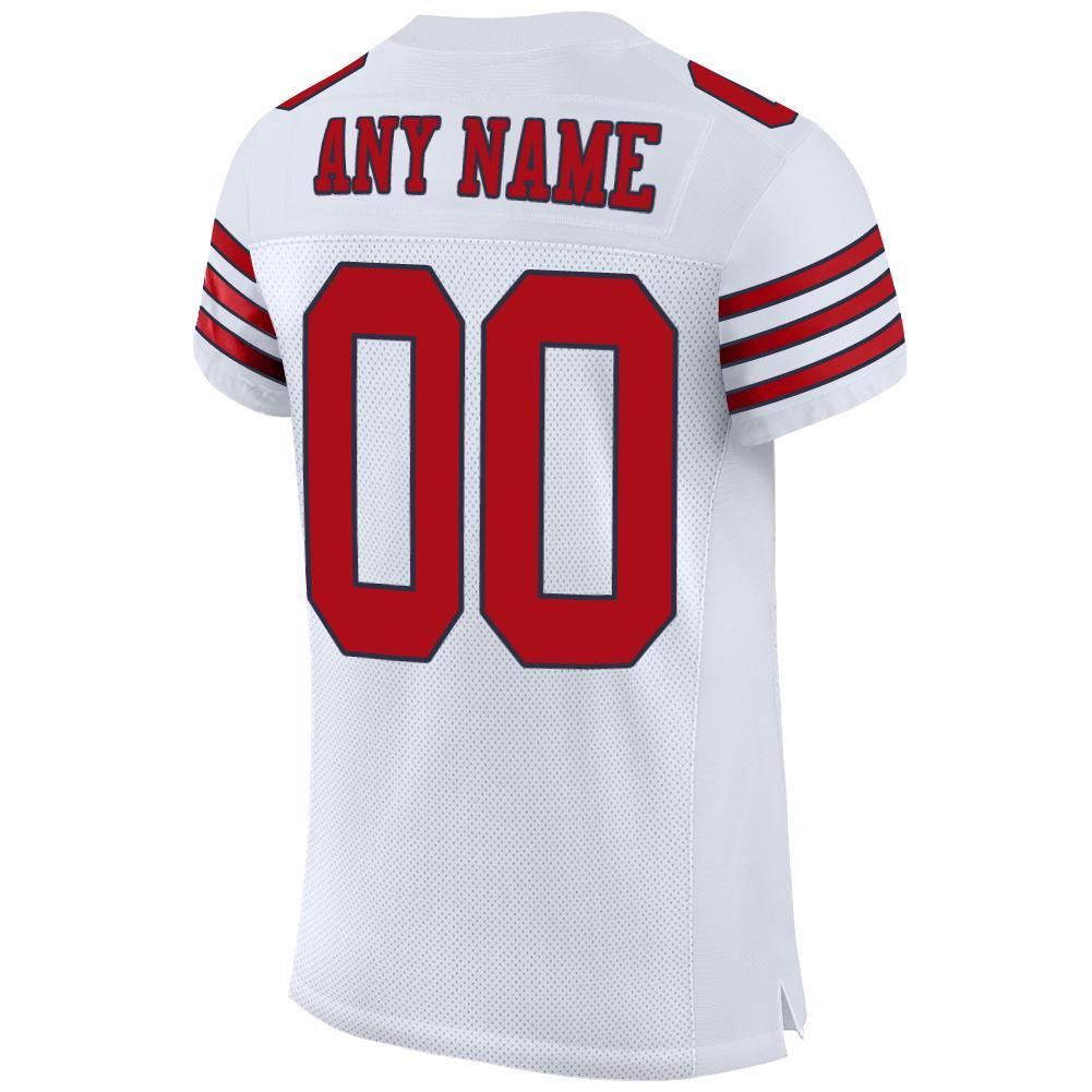 Custom White Red-Navy Mesh Authentic Football Jersey view 3