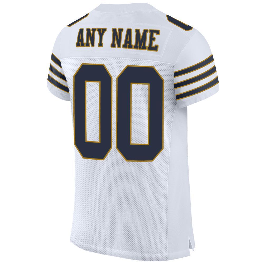 Custom White Navy-Old Gold Mesh Authentic Football Jersey view 3