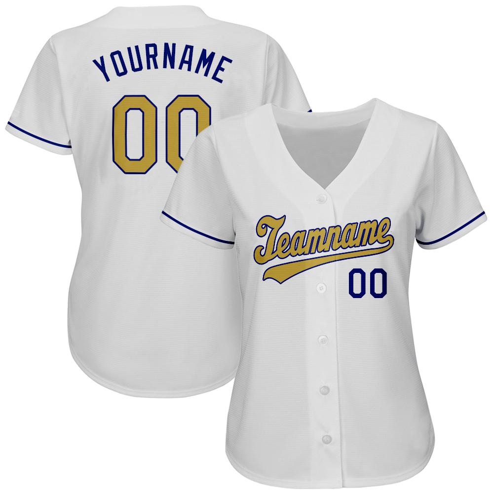 Custom White Old Gold-Royal Authentic Baseball Jersey view 2