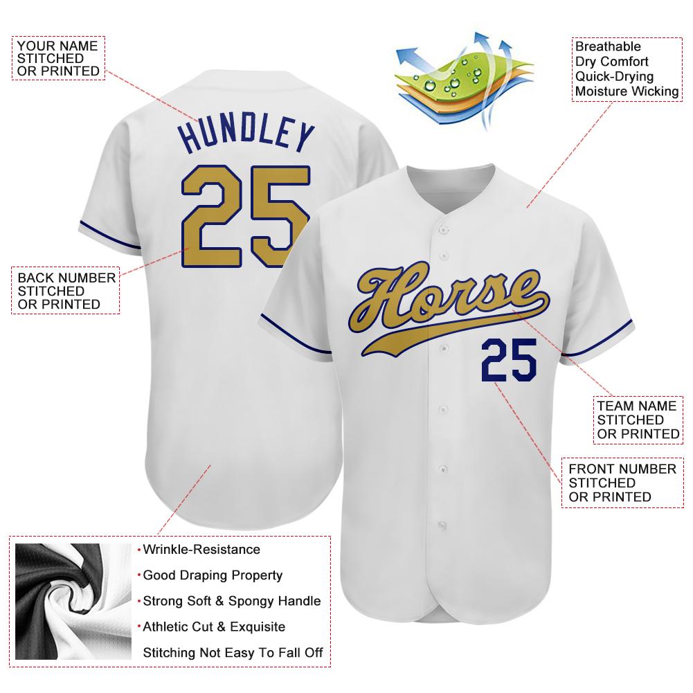 Custom White Old Gold-Royal Authentic Baseball Jersey view 3