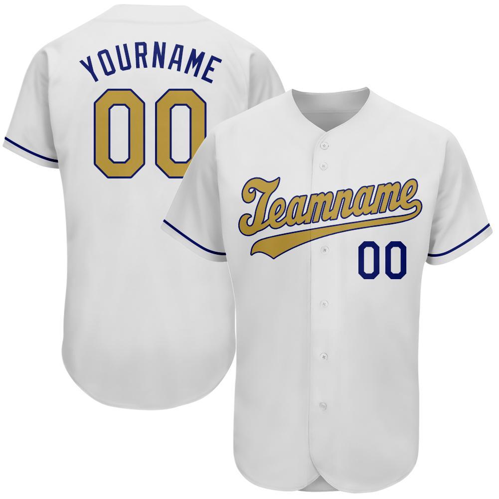 Custom White Old Gold-Royal Authentic Baseball Jersey - Main View