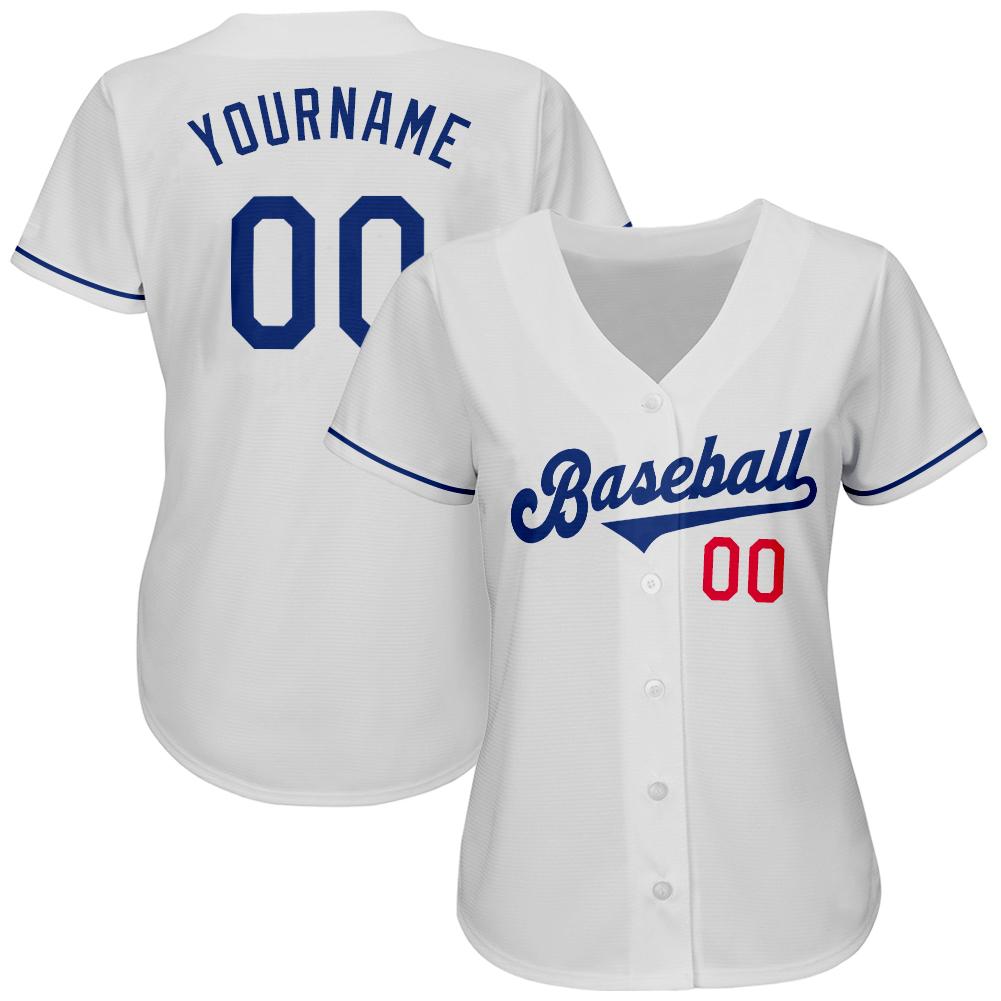 Custom White Royal-Red Authentic Baseball Jersey view 2