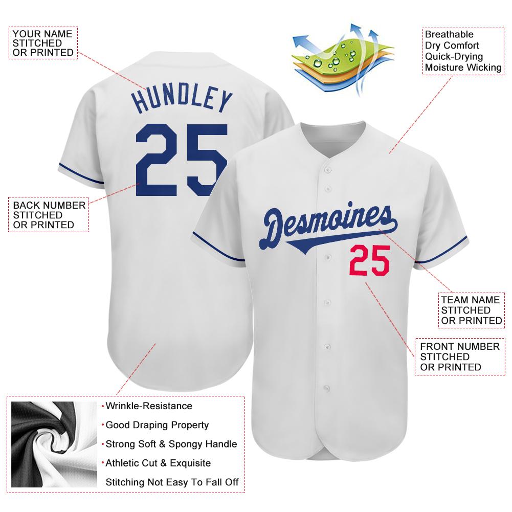 Custom White Royal-Red Authentic Baseball Jersey view 3