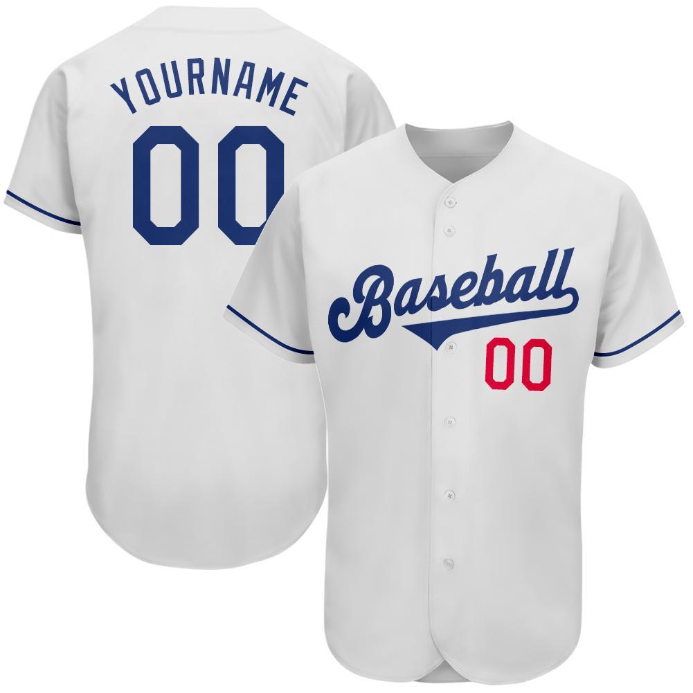 Custom White Royal-Red Authentic Baseball Jersey - Main View