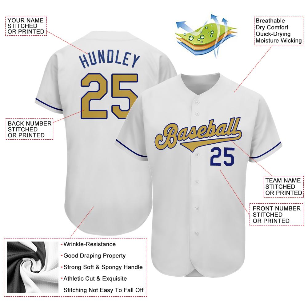 Custom White Old Gold-Royal Authentic Baseball Jersey view 3