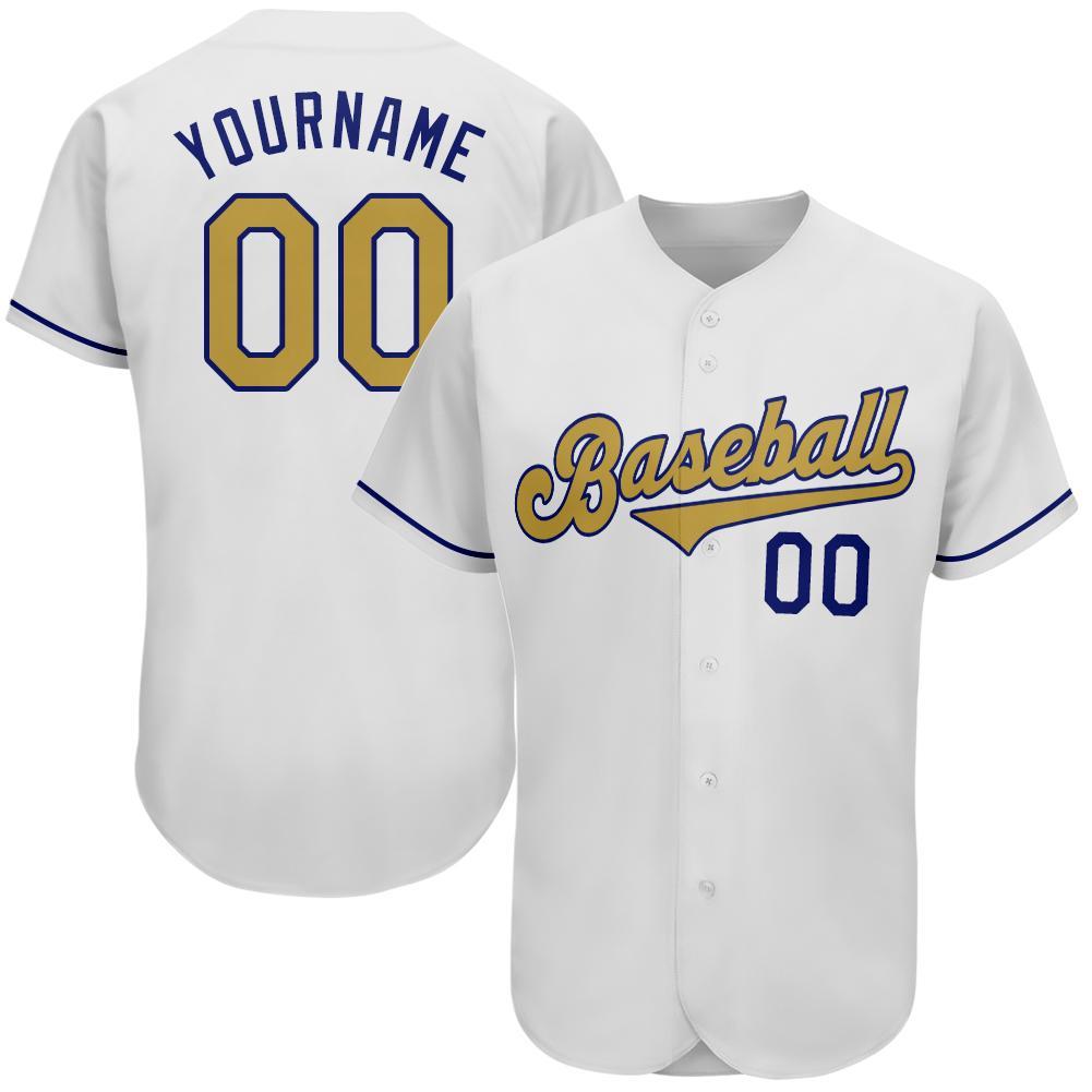 Custom White Old Gold-Royal Authentic Baseball Jersey - Main View
