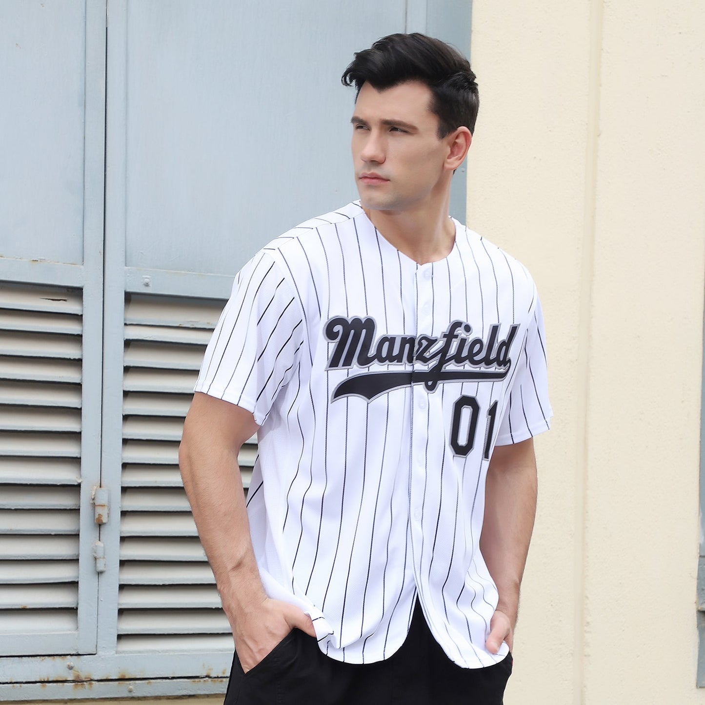 Custom White Black Pinstripe Black-Gray Authentic Baseball Jersey view 2