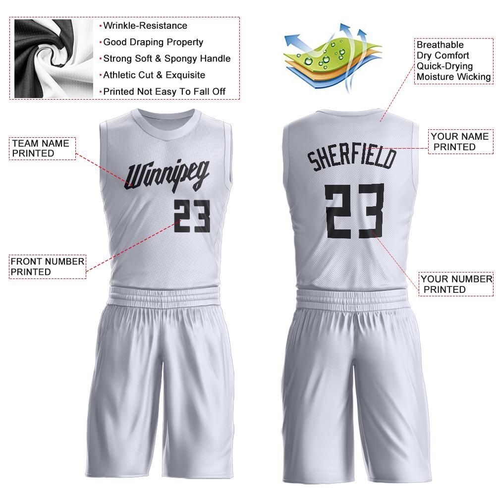 Custom White Black Round Neck Basketball Uniform Jersey view 3