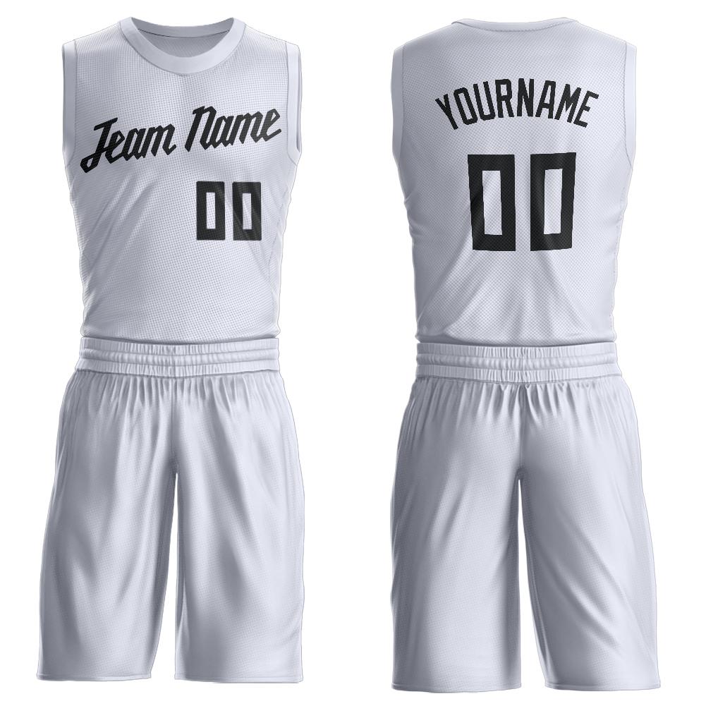 Custom White Black Round Neck Basketball Uniform Jersey - Main View