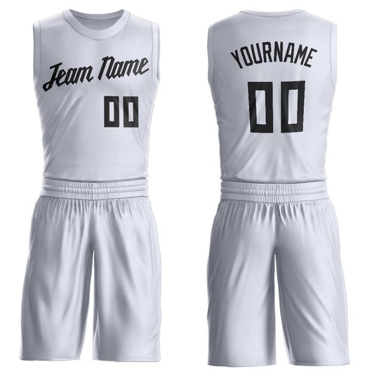 Custom White Black Round Neck Basketball Uniform Jersey - Main View