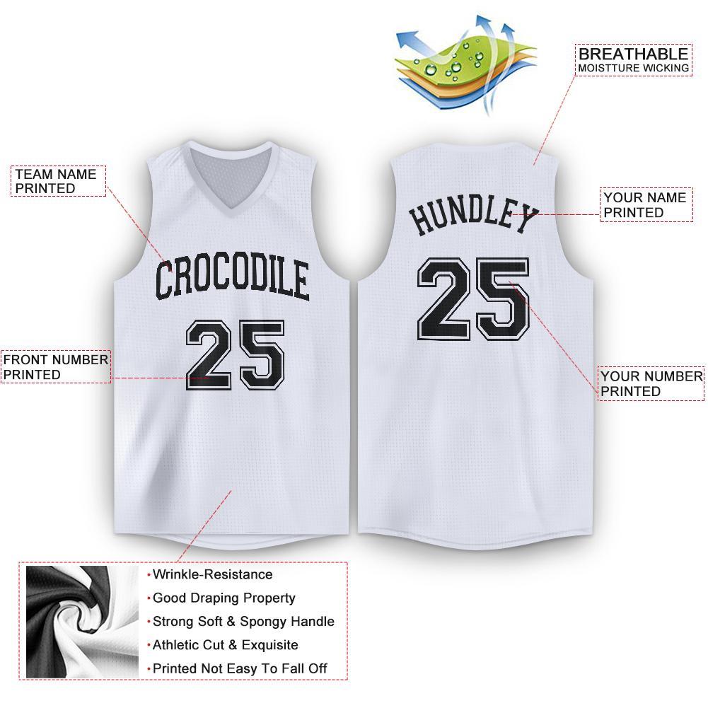 Custom White Black V-Neck Basketball Jersey view 2