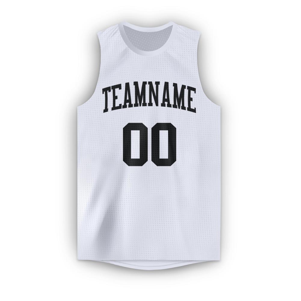Custom White Black Round Neck Basketball Jersey view 5