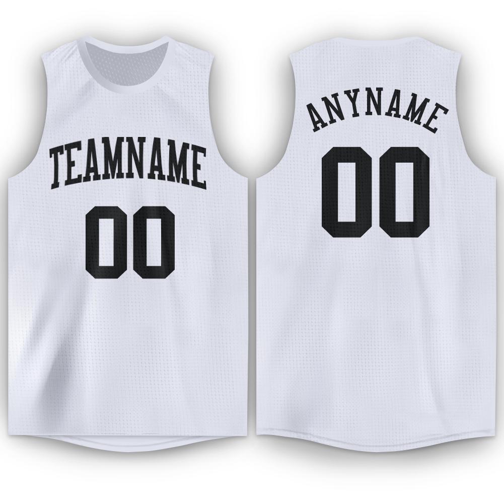 Custom White Black Round Neck Basketball Jersey - Main View