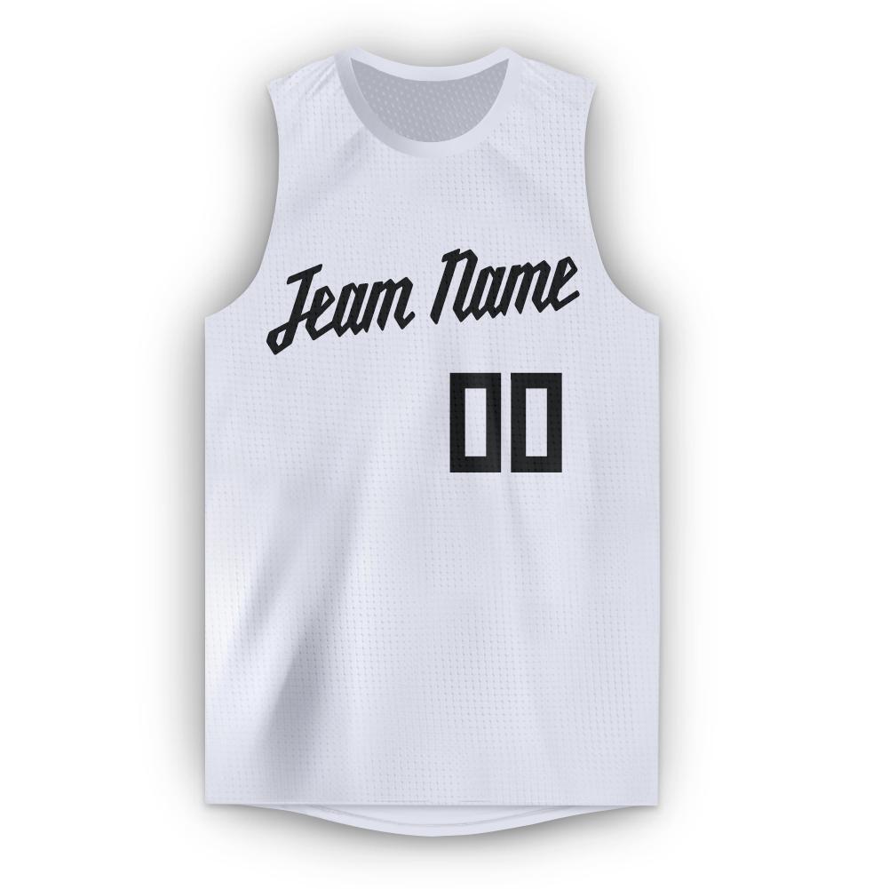 Custom White Black Round Neck Basketball Jersey view 5