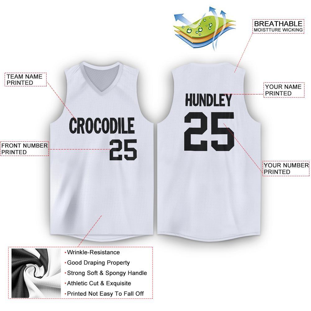 Custom White Black V-Neck Basketball Jersey view 2