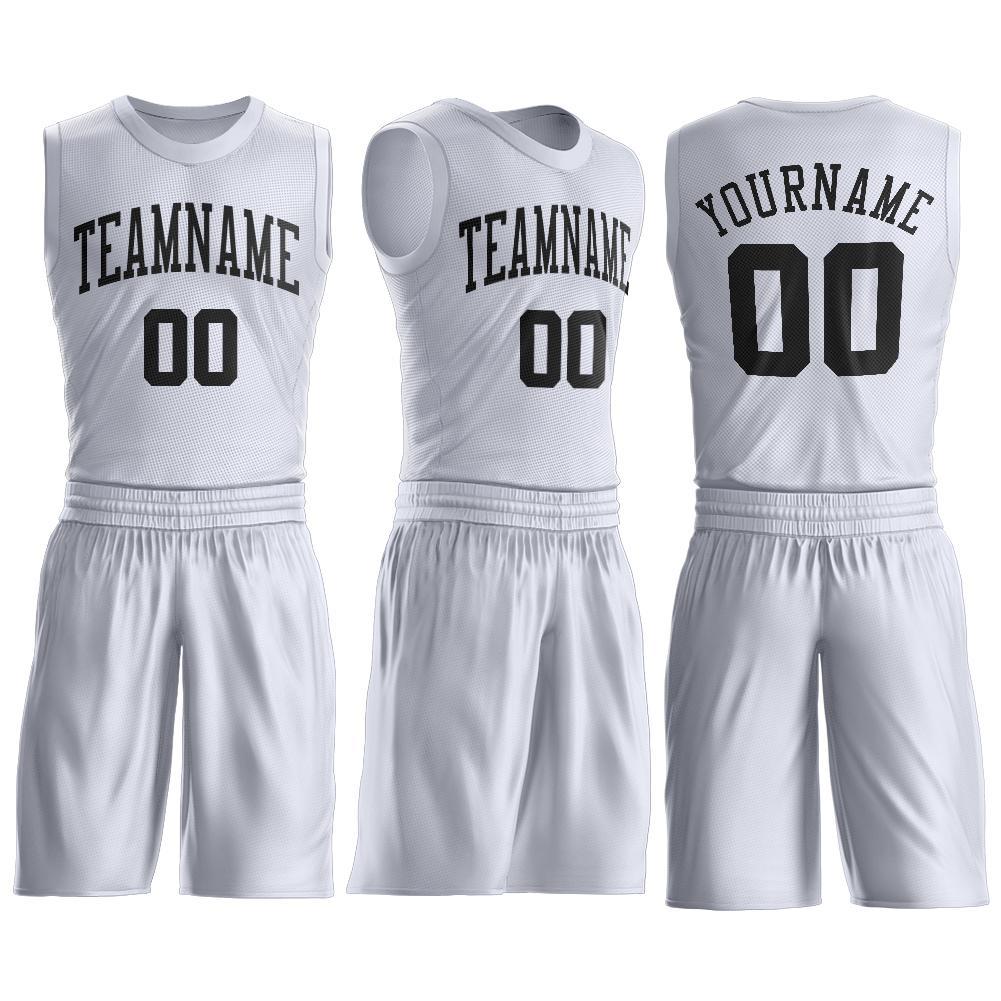 Custom White Black Round Neck Basketball Uniform Jersey view 2