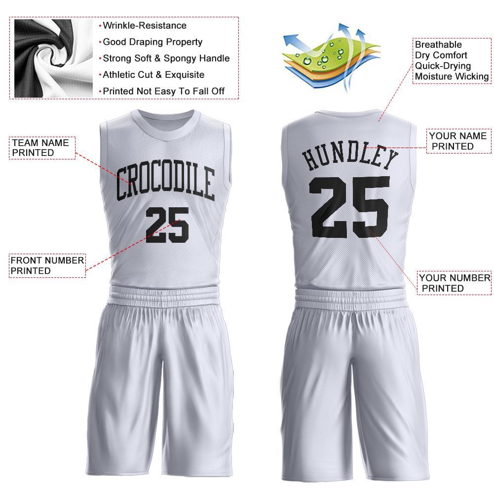 Custom White Black Round Neck Basketball Uniform Jersey view 3