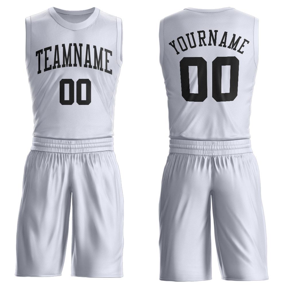 Custom White Black Round Neck Basketball Uniform Jersey - Main View