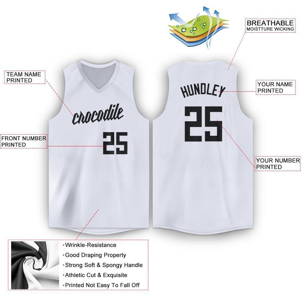 Custom White Black V-Neck Basketball Jersey view 2