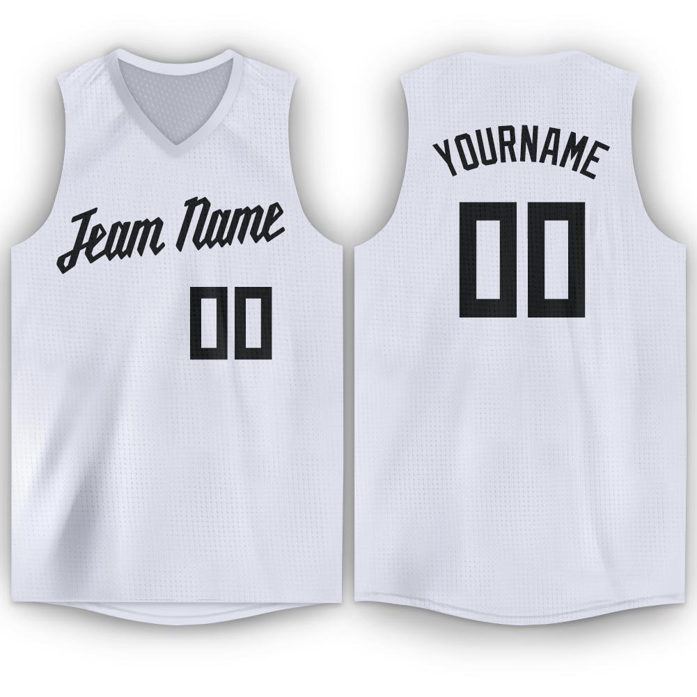 Custom White Black V-Neck Basketball Jersey - Main View
